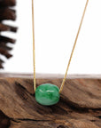 Baikalla Jewelry Jade Pendant Necklace Baikalla™ "Good Luck Button" Necklace Rich Forest Green Jade Lucky TongTong Pendant Necklace