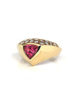 Baikalla Jewelry 18K Gold Tourmaline Ring 18k Yellow Gold Natural Pink Tourmaline Diamond Pinky Ring