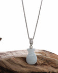 Baikalla Jewelry Jade Pendant Natural Lavender Jadeite Jade Lucky HuLu Pendant Necklace With 14k White Gold Diamond Bail