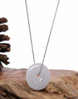 Baikalla Jewelry Jade Pendant Necklace Baikalla "Good Luck Button" Necklace Light Lavender Jadeite Jade Lucky Ping An Kou Necklace