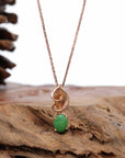 Baikalla Jewelry 18k Gold Jadeite Necklace Pendant Only 18K Rose Gold "Morning Glory" Imperial Jadeite Jade Cabochon Necklace with Diamonds