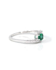 Baikalla Jewelry Gold Emerald Ring 18k White Gold Natural Emerald Ring With Diamond