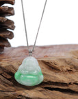 Baikalla Jewelry Jade Buddha Pendant Baikalla™ "Laughing Buddha" Genuine Vibrant Green Jadeite Buddha Pendant Necklace With 14k White Gold Bail