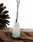 Baikalla Jewelry Jade Pendant Necklace Genuine Green Jadeite Jade Good Luck Bamboo Pendant Necklace With Real Jadeite Bead Necklace