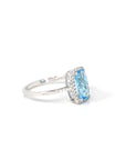 Baikalla Jewelry Gold Topaz Ring 14k White Gold Genuine Swiss Blue Topaz Ring with Diamonds