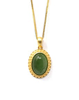 Baikalla Jewelry Jade Pendant Necklace Baikalla™ "Lucky Oval Jade" Sterling Silver Nephrite Green Jade Classic Pendant Necklace