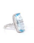 Baikalla Jewelry Gold Topaz Ring 14k White Gold Genuine Swiss Blue Topaz Ring with Diamonds