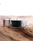 Baikalla Jewelry Gold Jadeite Jade Ring Baikalla™ "Classic Emerald Style" Genuine Burmese Emerald Cut Black Jadeite Jade Engagement Ring