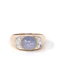 Baikalla Jewelry Gold Sapphire Ring 14k Yellow Gold Natural Blue Sapphire Men's Ring with Diamonds