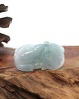 Baikalla Jewelry genuine jadeite carving Genuine Burmese Ice Jadeite Jade PiXiu Pendant Necklace