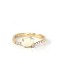Baikalla Jewelry Gold Opal Ring 14k Yellow Gold Natural Australian Light Opal Ring With VS1 Diamond