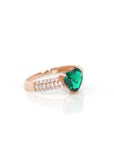 Baikalla Jewelry Gold Sapphire Ring 5 18k Rose Gold Lab-Created Emerald Ring With CZ