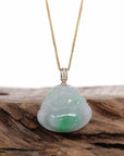 Baikalla Jewelry Jade Buddha Pendant Pendant Only Baikalla™ "Laughing Buddha" Genuine Green Jadeite Buddha Necklace With 14k Yellow Gold Diamond Bail