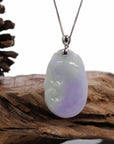 Baikalla Jewelry Jade Guanyin Pendant Necklace Genuine Lavender Jadeite Jade RuYi Pendant Necklace With 14K White Gold Bail