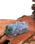 Baikalla Jewelry genuine jadeite carving Baikalla™ Pi Xiu Genuine Burmese Blue Green Icy Jadeite Jade PiXiu Pendant Necklace (FengShui Lucky)