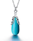 Baikalla Jewelry Gemstone Pendant Necklace Baikalla™ "Sasha" Genuine Turquoise Drop Pendant Necklace with Sterling Silver