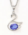 Baikalla Jewelry Gemstone Pendant Necklace Baikalla™ "Love Swan" 18k White Gold & Genuine Tanzanite Swan Pendant Necklace