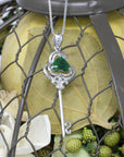 Baikalla Jewelry 18k Gold Jadeite Pendant Baikalla™ "Heart Key" 18k White Gold Genuine Burmese Jadeite Key Pendant Necklace