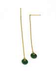 Baikalla Jewelry Gold Jade Earrings Baikalla™ "Lucky Button"14K Royal Yellow Gold Genuine Jade Jadeite Lucky Nuts Drop Earrings