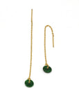 Baikalla Jewelry Gold Jade Earrings Baikalla™ "Lucky Button"14K Royal Yellow Gold Genuine Jade Jadeite Lucky Nuts Drop Earrings