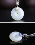 Baikalla Jewelry Silver Jade Necklace Baikalla™ "Circle of Happiness" Genuine White Nephrite Jade Necklace With Silver Accents