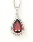 Baikalla Jewelry Gold Gemstone Pendant 18k White Gold Tourmaline & Diamonds Tear Drop Pendant Necklace