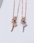 Baikalla Jewelry Gold Necklace 18k Royal Solid Rose Gold Rose Flower Love Necklace