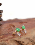 Baikalla Jewelry Gold Jade Earrings 18K Rose Gold Multi Color Jadeite Jade Stud Earrings