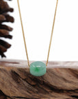 Baikalla Jewelry Jade Pendant Necklace Baikalla™ "Good Luck Button" Necklace Rich Apple Green Jade Lucky TongTong Pendant Necklace