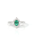 Baikalla Jewelry Gold Emerald Ring 18k White Gold Natural Emerald Ring with Diamonds