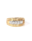 Baikalla Jewelry Gold Diamond Men's Ring 14k Yellow Gold Diamond Men's Wedding Band Ring