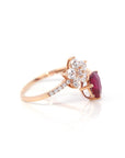 Baikalla Jewelry Gold Sapphire Ring 18k Rose Gold Lab-Created Ruby Ring With CZ