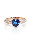 Baikalla Jewelry Gold Sapphire Ring 18k Rose Gold Lab-Created Sapphire Ring With CZ