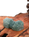 Baikalla Jewelry genuine jadeite carving Baikalla™ Pi Xiu Genuine Burmese Blue Green Icy Jadeite Jade PiXiu Pendant Necklace (FengShui Lucky)