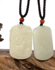 Baikalla Jewelry Jade Pendant Necklace Baikalla™ "Dragon & Phoenix" Genuine HeTian White Nephrite Jade Pendant Necklace