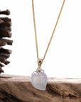 Baikalla Jewelry Jade Pendant Baikalla Natural Ice Jadeite Jade "Longevity Peach" Shou Tao Necklace with 14k Yellow Gold Bail