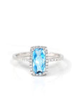 Baikalla Jewelry Gold Topaz Ring 5 14k White Gold Genuine Swiss Blue Topaz Ring with Diamonds