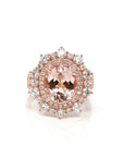 Baikalla Jewelry 14K Gold Morganite Ring 5 14k Rose Gold Natural 4.65ct 2.1CTW Morganite Ring with Diamonds