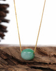 Baikalla Jewelry Jade Pendant Necklace Baikalla™ "Good Luck Button" Necklace Rich Forest Green Jade Lucky TongTong Pendant Necklace