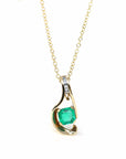 Baikalla Jewelry Gemstone Pendant Necklace 18k Yellow Gold Natural 4.23ct GIA Colombia Emerald Free From Necklace With Diamonds