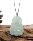 Baikalla Jewelry Jade Guanyin Pendant Necklace Pendant Only Baikalla 14k "Goddess of Compassion" Genuine Burmese Jadeite Jade Guanyin Pendant With VS1 Diamond Bail