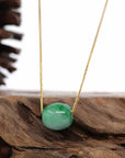 Baikalla Jewelry Jade Pendant Necklace Baikalla™ "Good Luck Button" Necklace Rich Forest Green Jade Lucky TongTong Pendant Necklace
