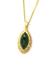 Baikalla Jewelry Jade Pendant Necklace Baikalla™ "Classic Marquise" Sterling Silver Nephrite Green Jade Classic Marquise Pendant Necklace