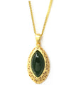 Baikalla Jewelry Jade Pendant Necklace Baikalla™ "Classic Marquise" Sterling Silver Nephrite Green Jade Classic Marquise Pendant Necklace