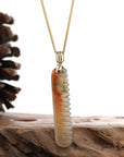 Baikalla Jewelry Jade Pendant Pendant Only 14K Yellow Natural Red & Brown Jadeite Jade Comb Necklace