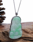 Baikalla Jewelry Jade Guanyin Pendant Necklace Baikalla 14k "Goddess of Compassion" Genuine Burmese Jadeite Jade Guanyin Necklace With Good Luck Design