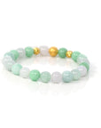 Baikalla Jewelry jade beads bracelet 24K Pure Yellow Gold Money Beads With Genuine Green Jade Round Beads Bracelet ( 9 mm )