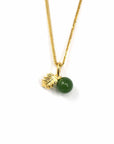 Baikalla Jewelry Gold Jade Necklace Nice Leaf 24k Yellow Gold Genuine Green Jade Bead With Leaf Pendant Necklace