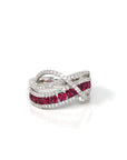Baikalla Jewelry Gold Sapphire Ring 5 18k White Gold Natural Ruby Channel Set Fancy Ring with Diamonds