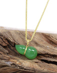 Baikalla Jewelry Gold Jadeite Necklace With 18k Yellow Gold wheat Chain Baikalla™ "Lucky Gourd" HuLu18k Yellow Gold Green Nephrite Jade Pendant Necklace